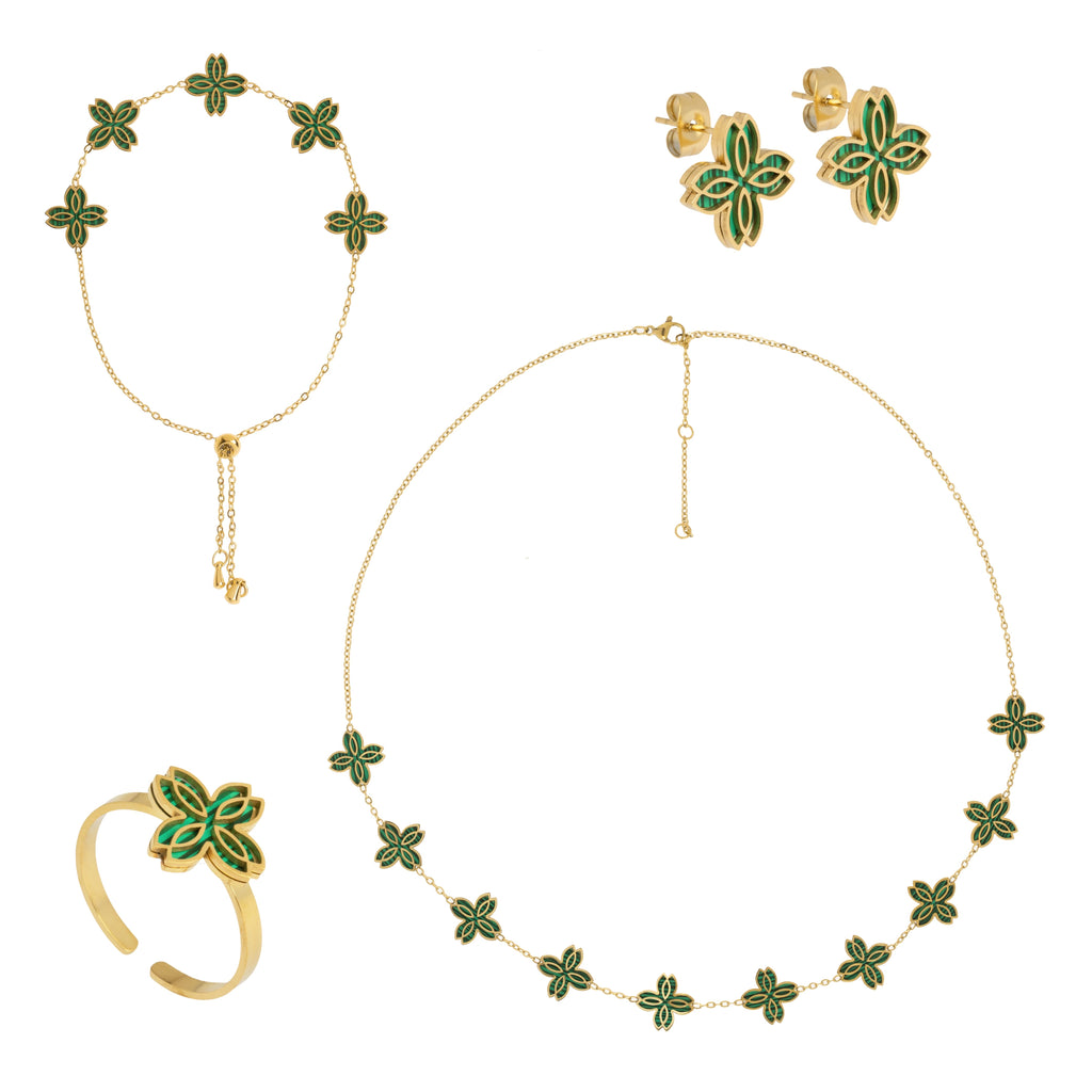 Zeina 10 Flowers Full Jewelry Set Gold UAE