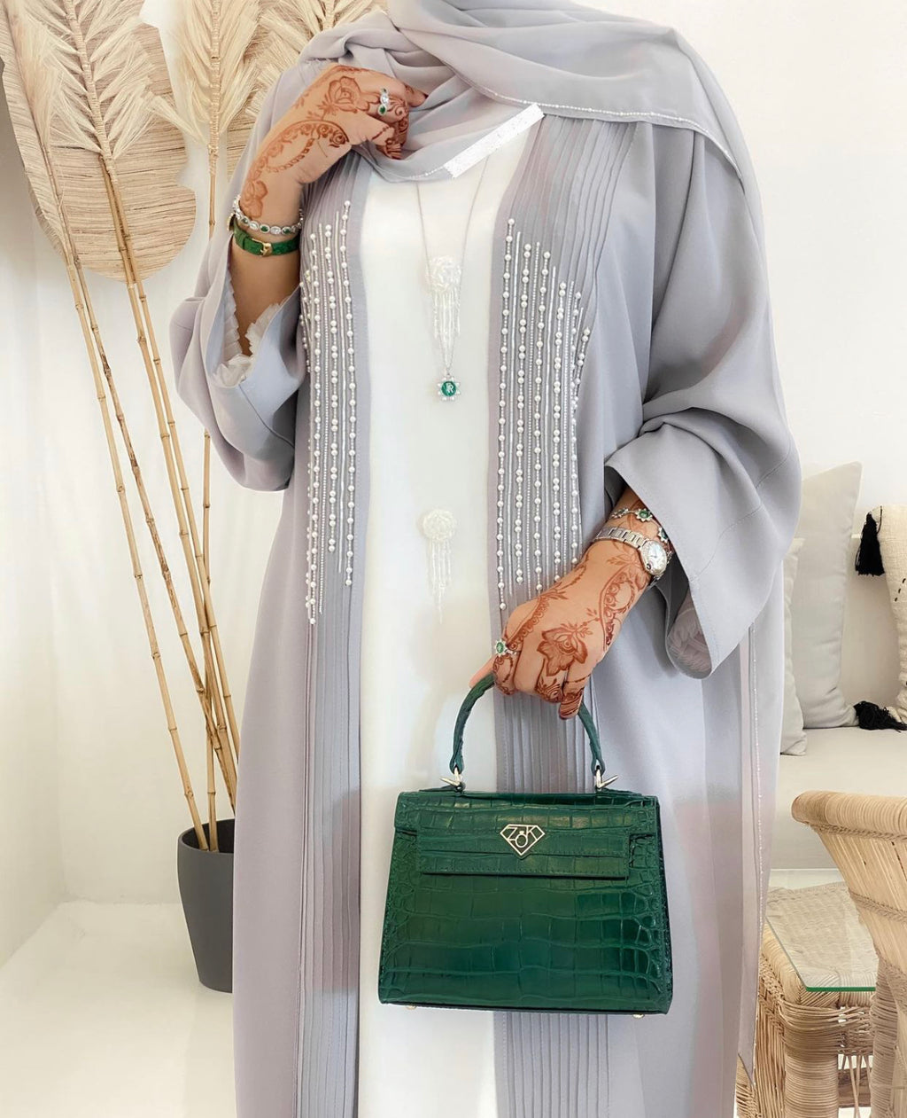Zok Classic Handbag Side View Croc Embossed Leather UAE