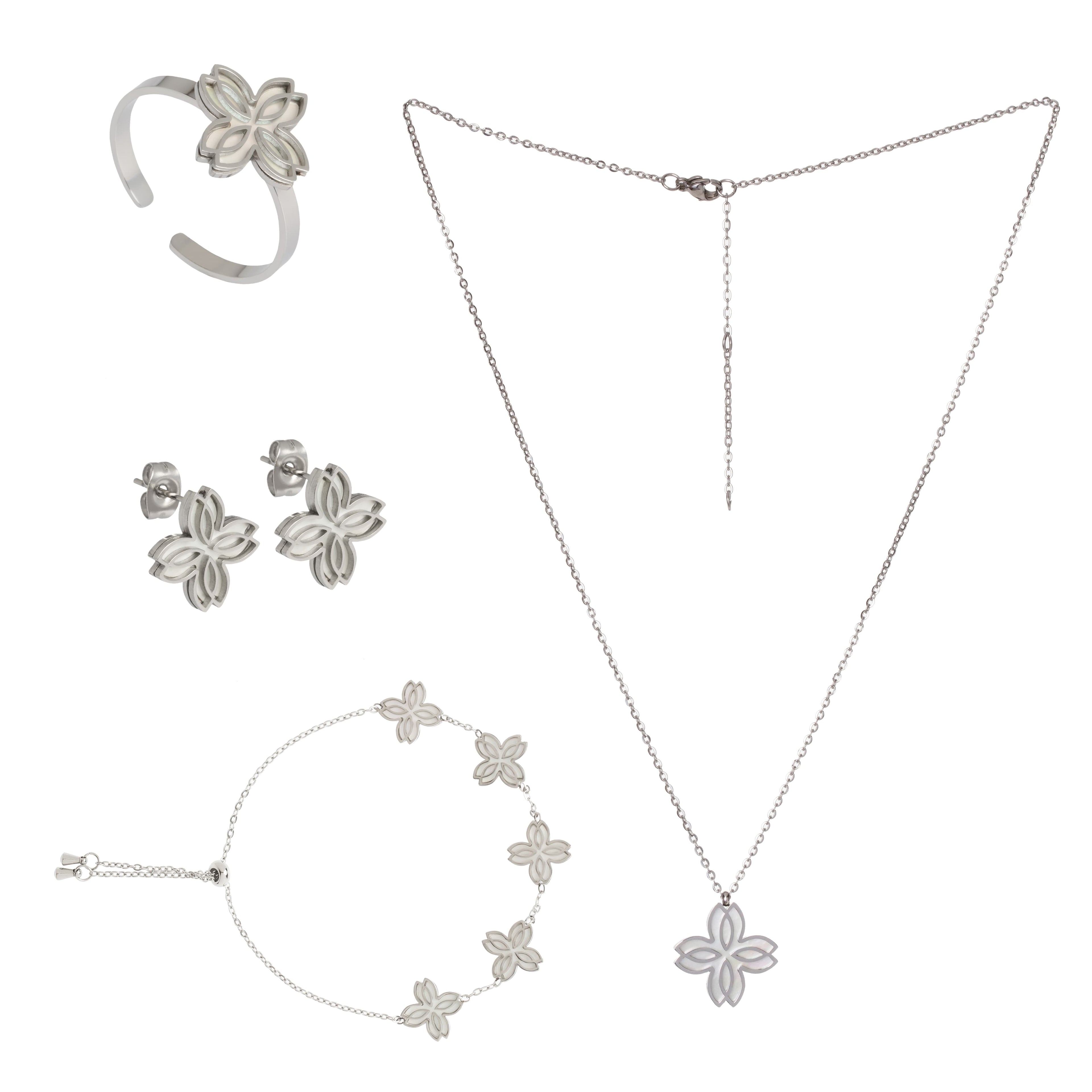 Zeina Signature Jewelry Set Silver Mother Pearl UAE