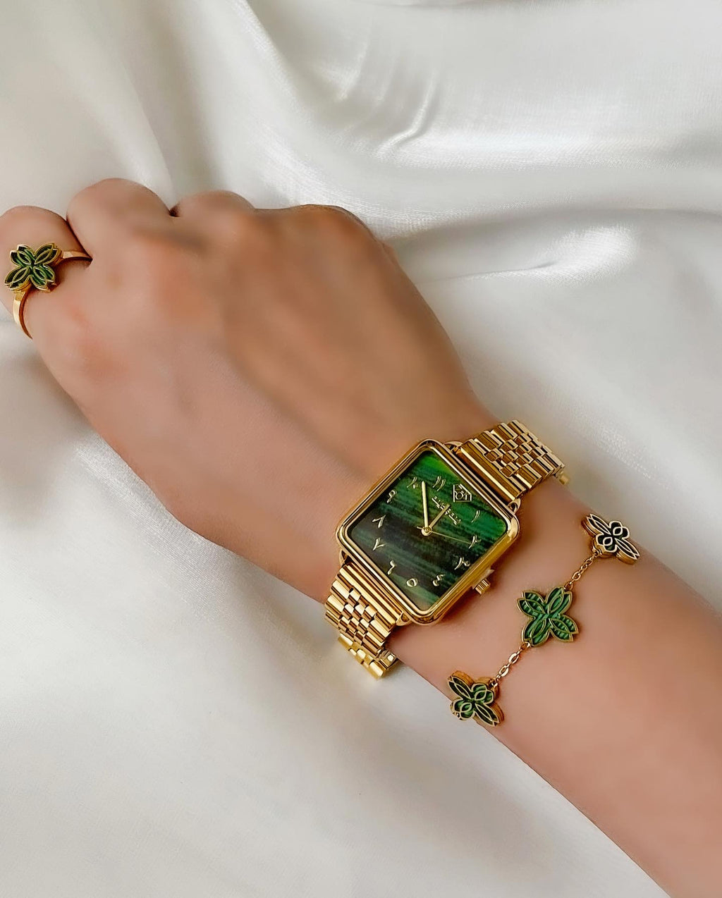 Zeina 10 Flowers Full Set UAE | طقم زينة الكامل 4 قطع — ذهبي وفضي 👑