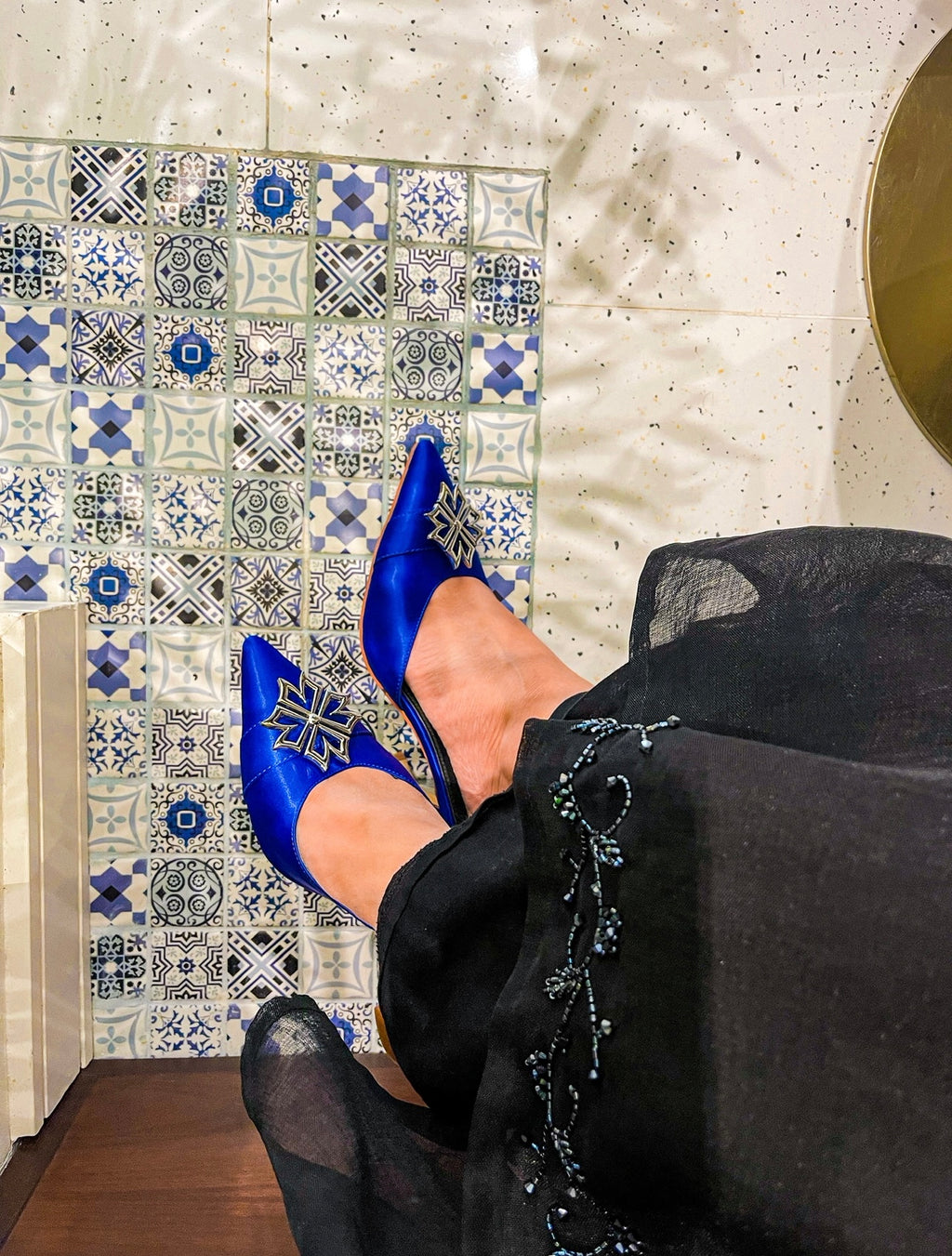 Royal Blue Low Heel Shoes Sole View UAE
