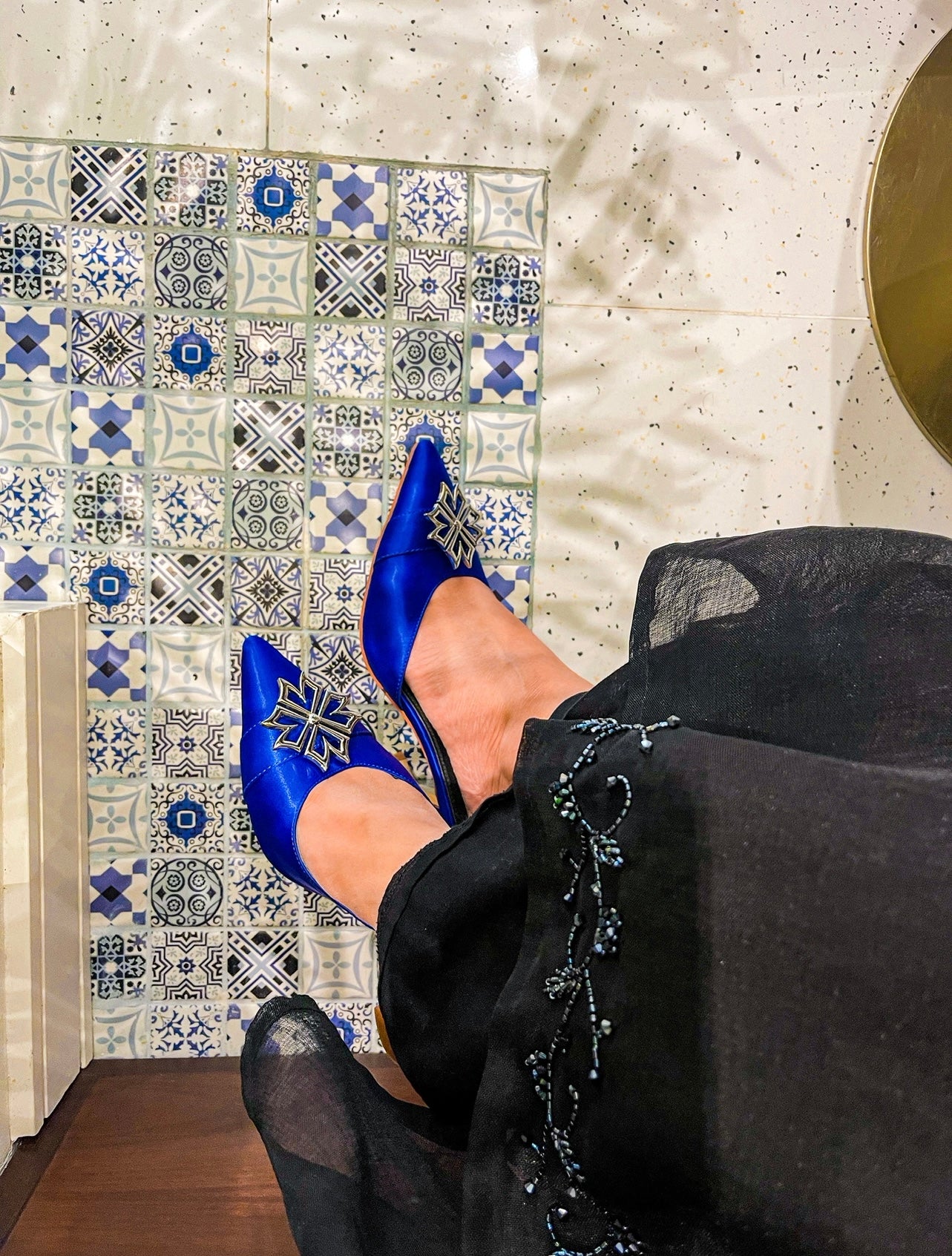 Royal Blue Low Heel Shoes Sole View UAE