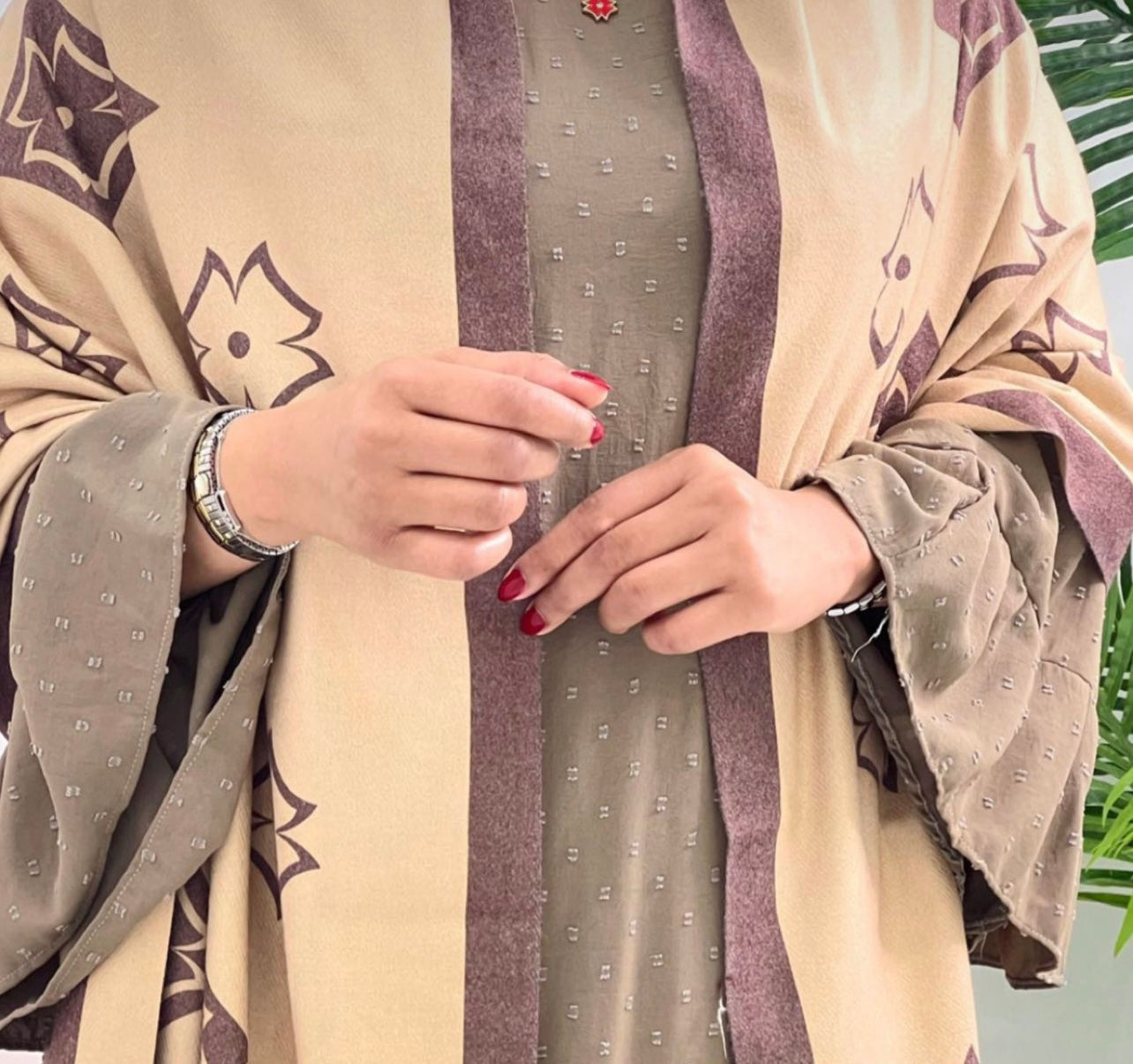 Zok Kashmir Luxury Shawl Brown Premium Fabric UAE