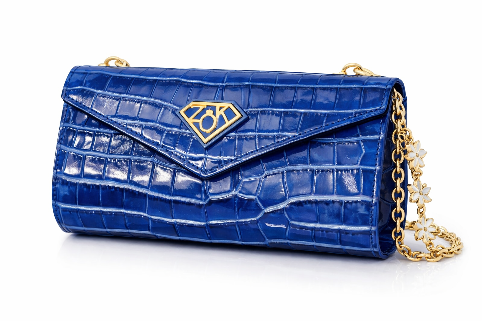 Blue Leather Clutch Interior View UAE